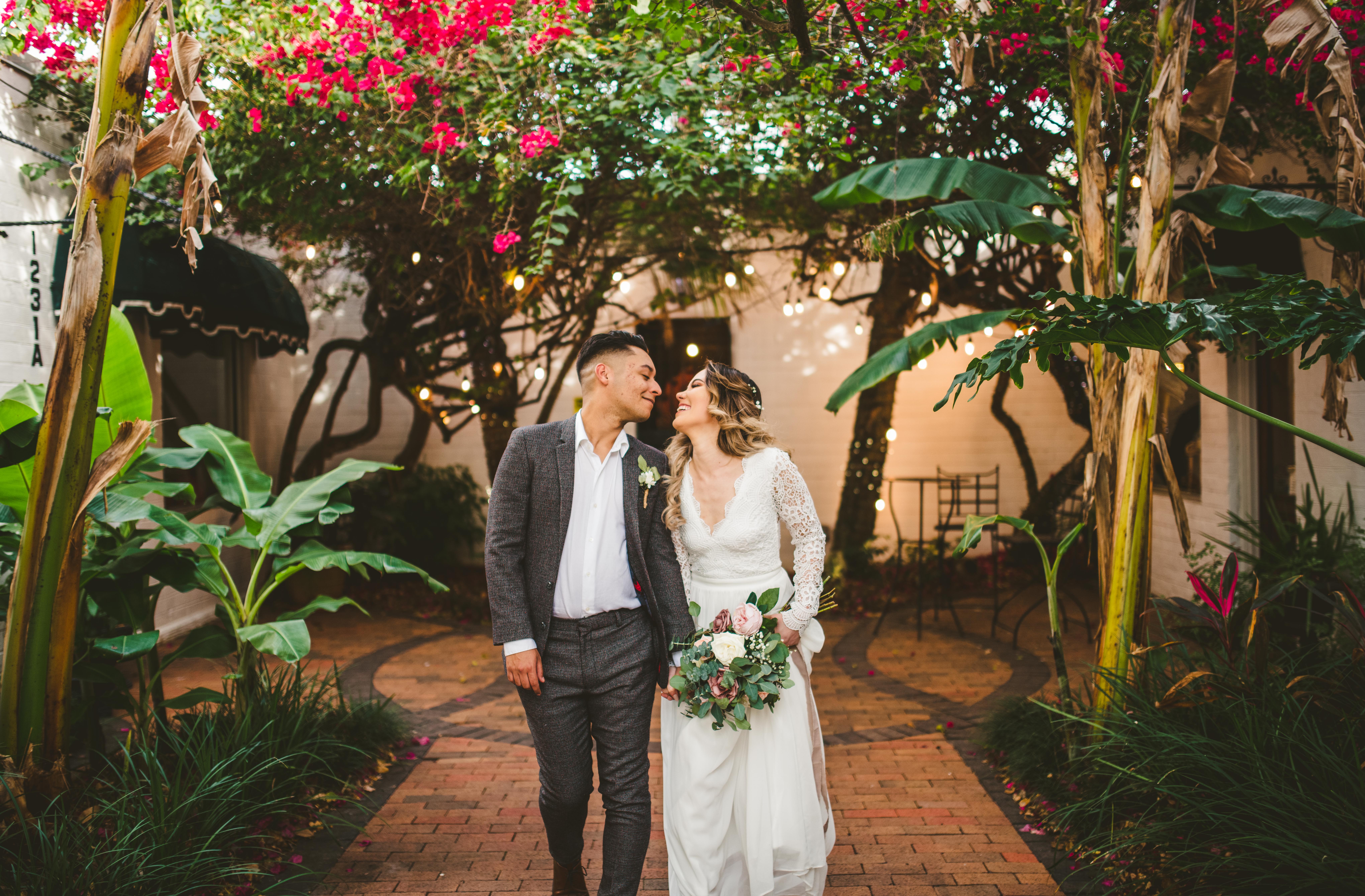 bride and groom portraits in downtown Orlando